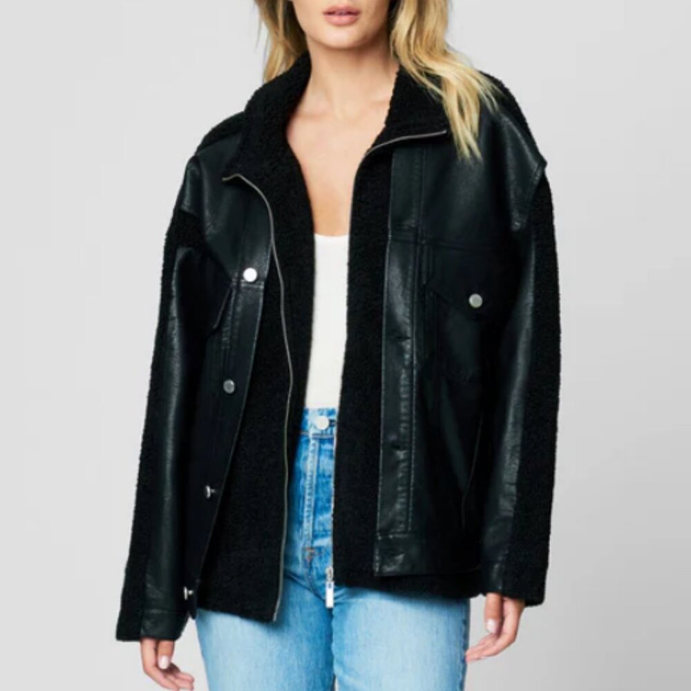 BlankNyc Edge to Edge Faux Leather Sherpa Jacket
